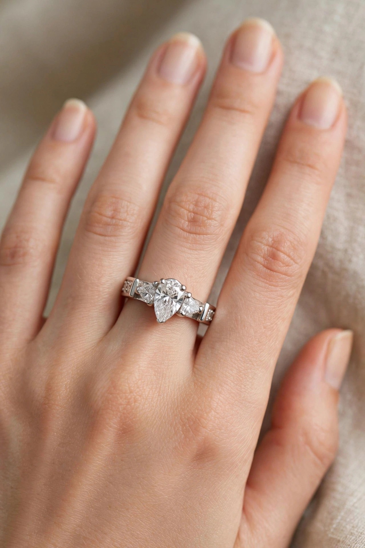 Anel Solitário em Ouro Branco 18k com Diamante — vista 2