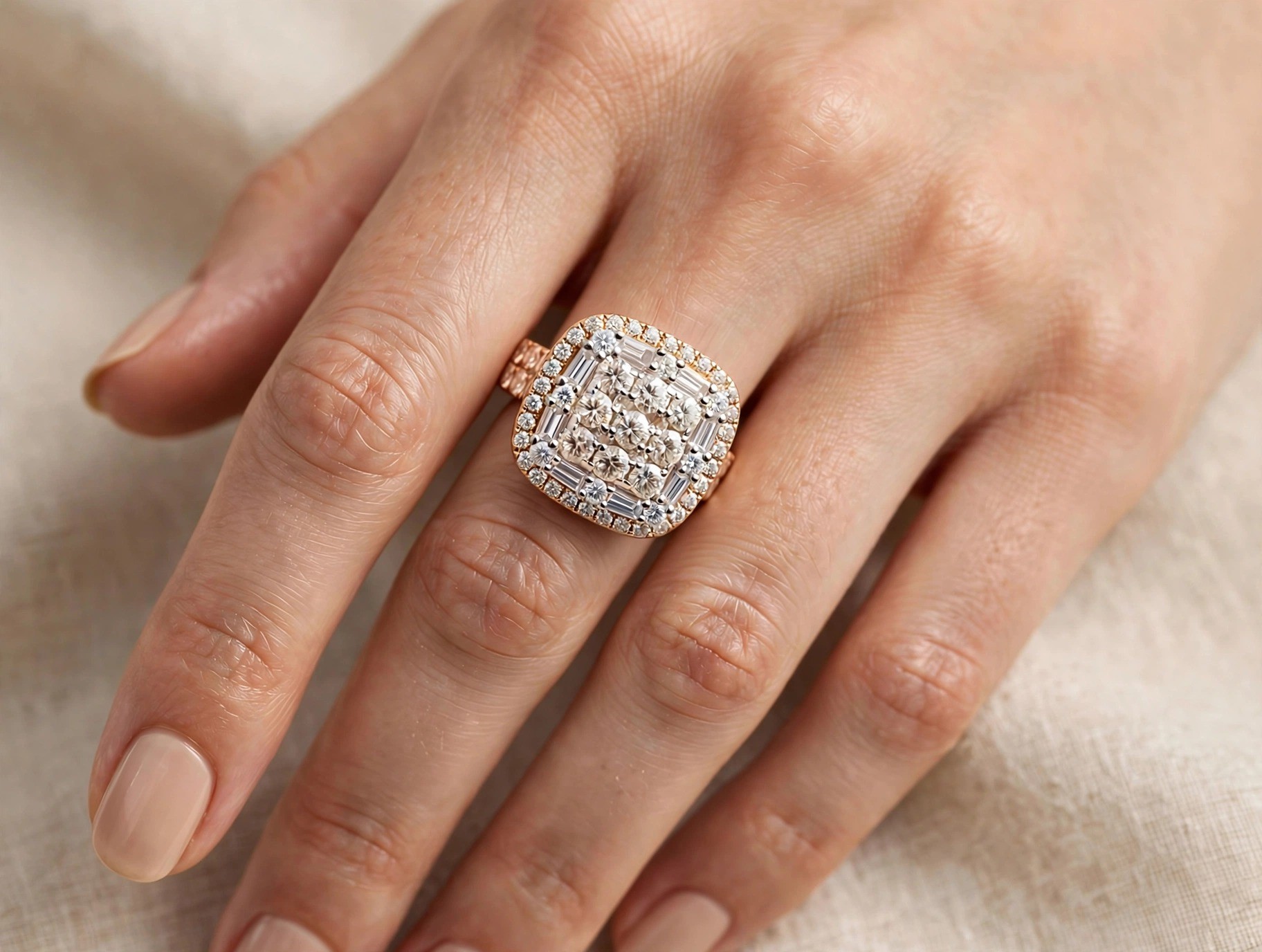 Anel Baguete em Ouro Rosé 18k — vista 2