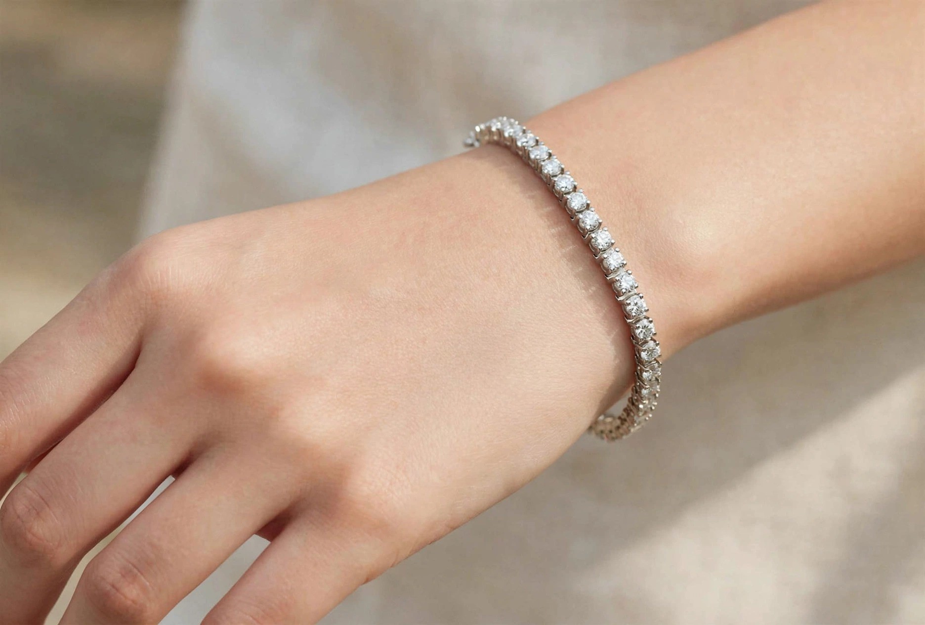Pulseira Riviera em Ouro Branco 18k com Diamante — vista 2