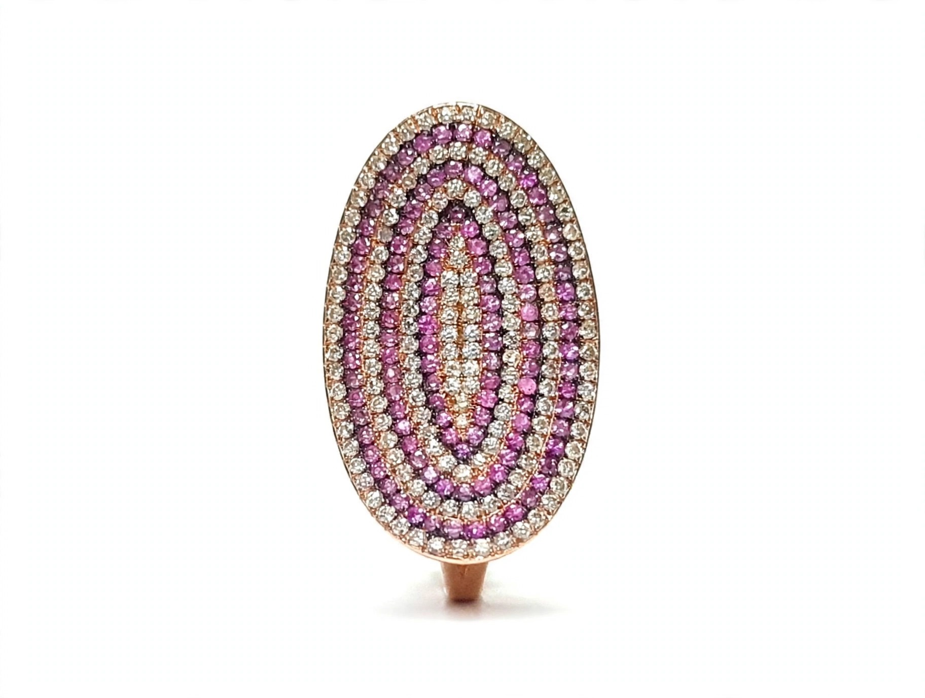 Anel em Ouro Rosé 18k com Diamante e Safira