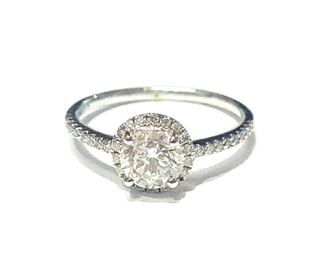 Anel Solitário em Ouro Branco 18k com Diamante — vista 3