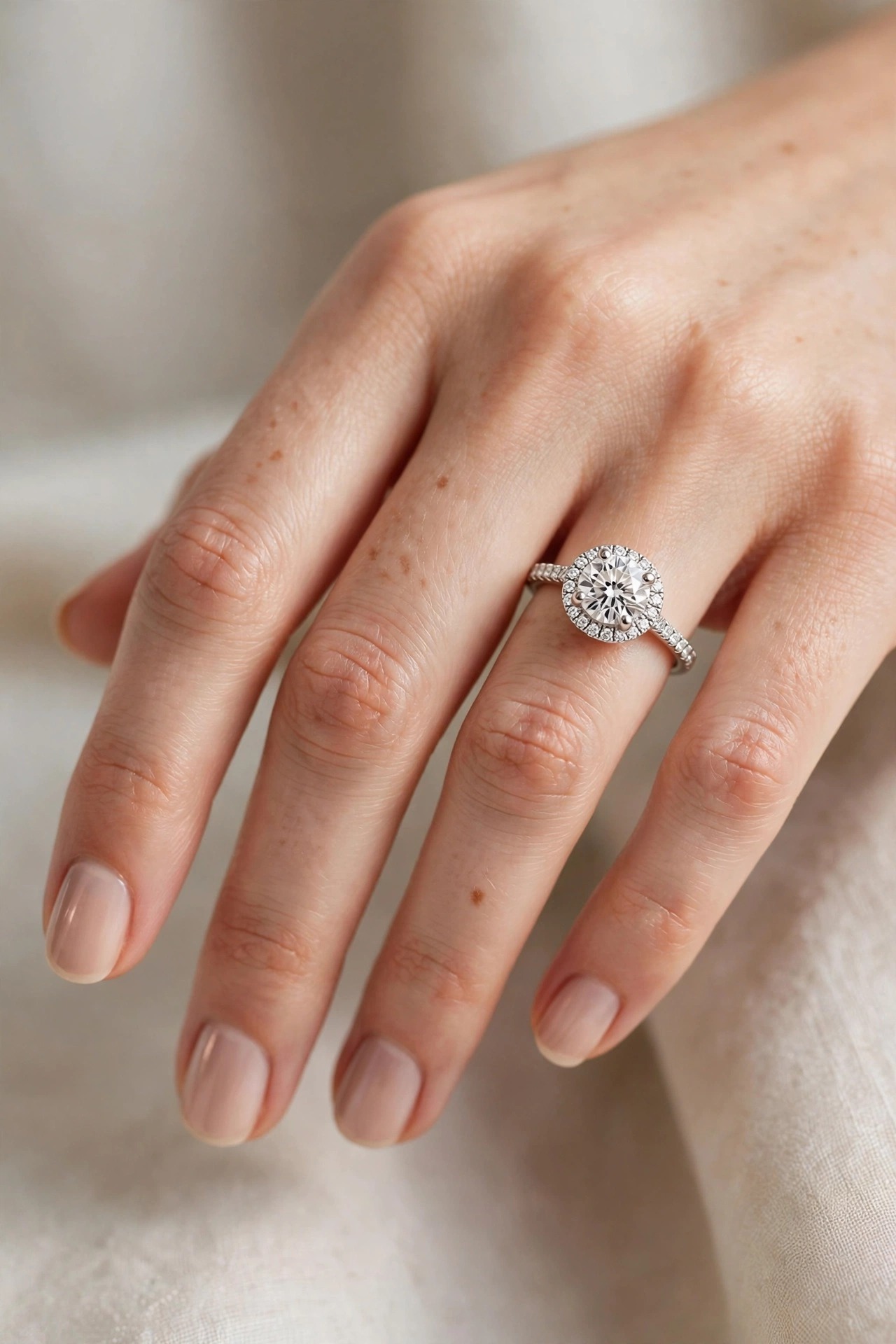 Anel Solitário em Ouro Branco 18k com Diamante — vista 2