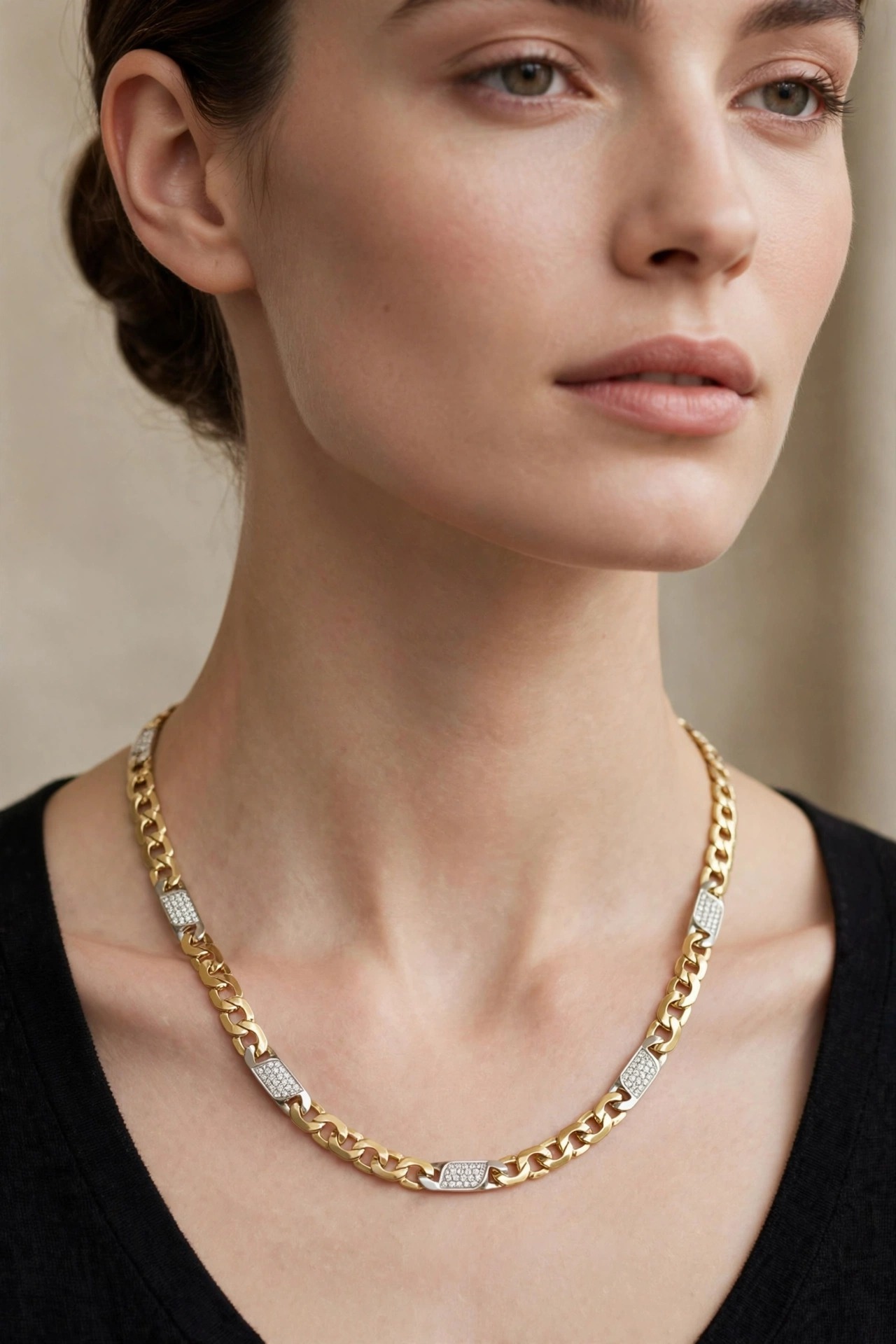 Corrente em Ouro Branco 18k com Diamante — vista 2