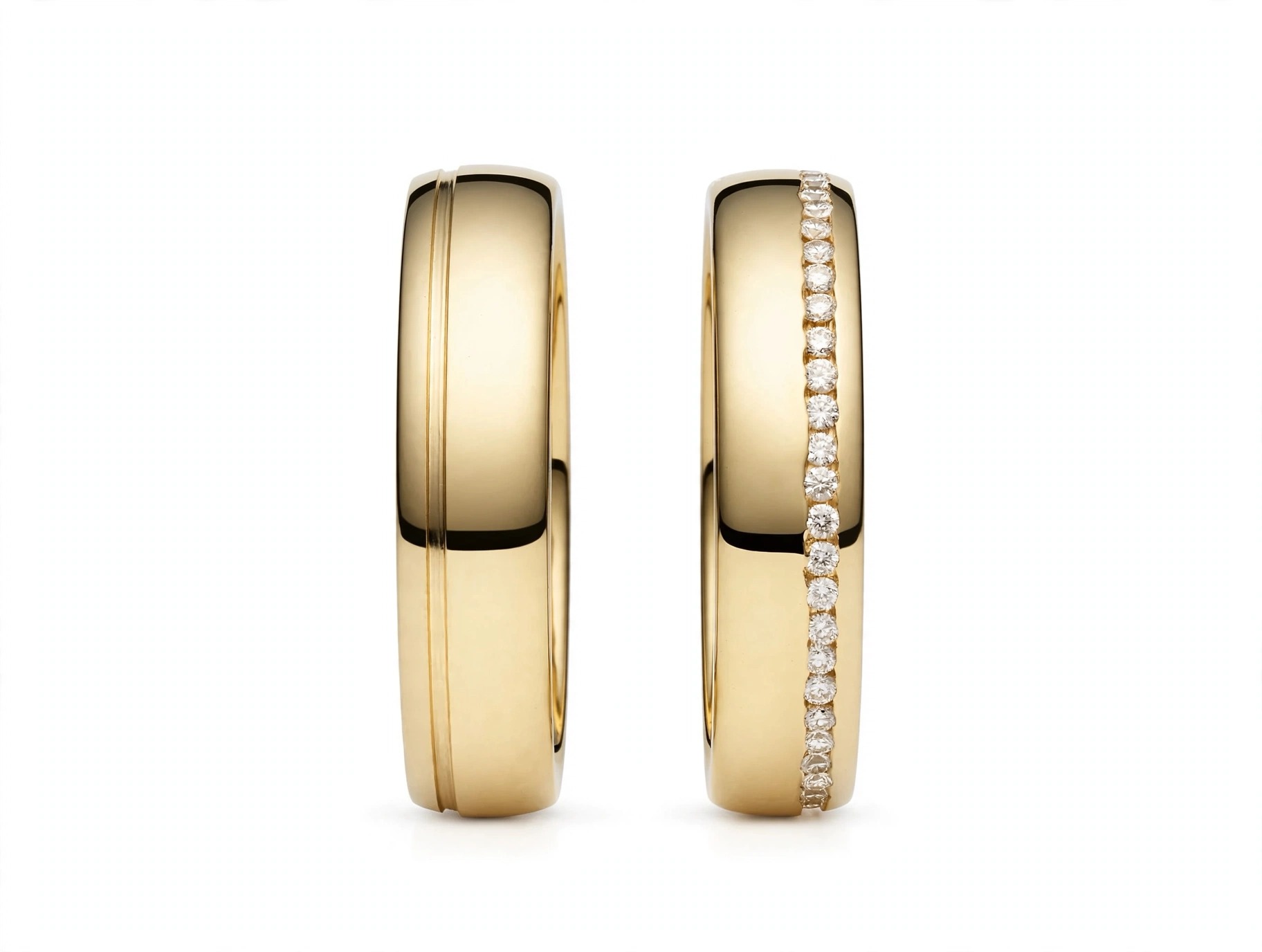 Aliança em Ouro Amarelo 18k com Diamante