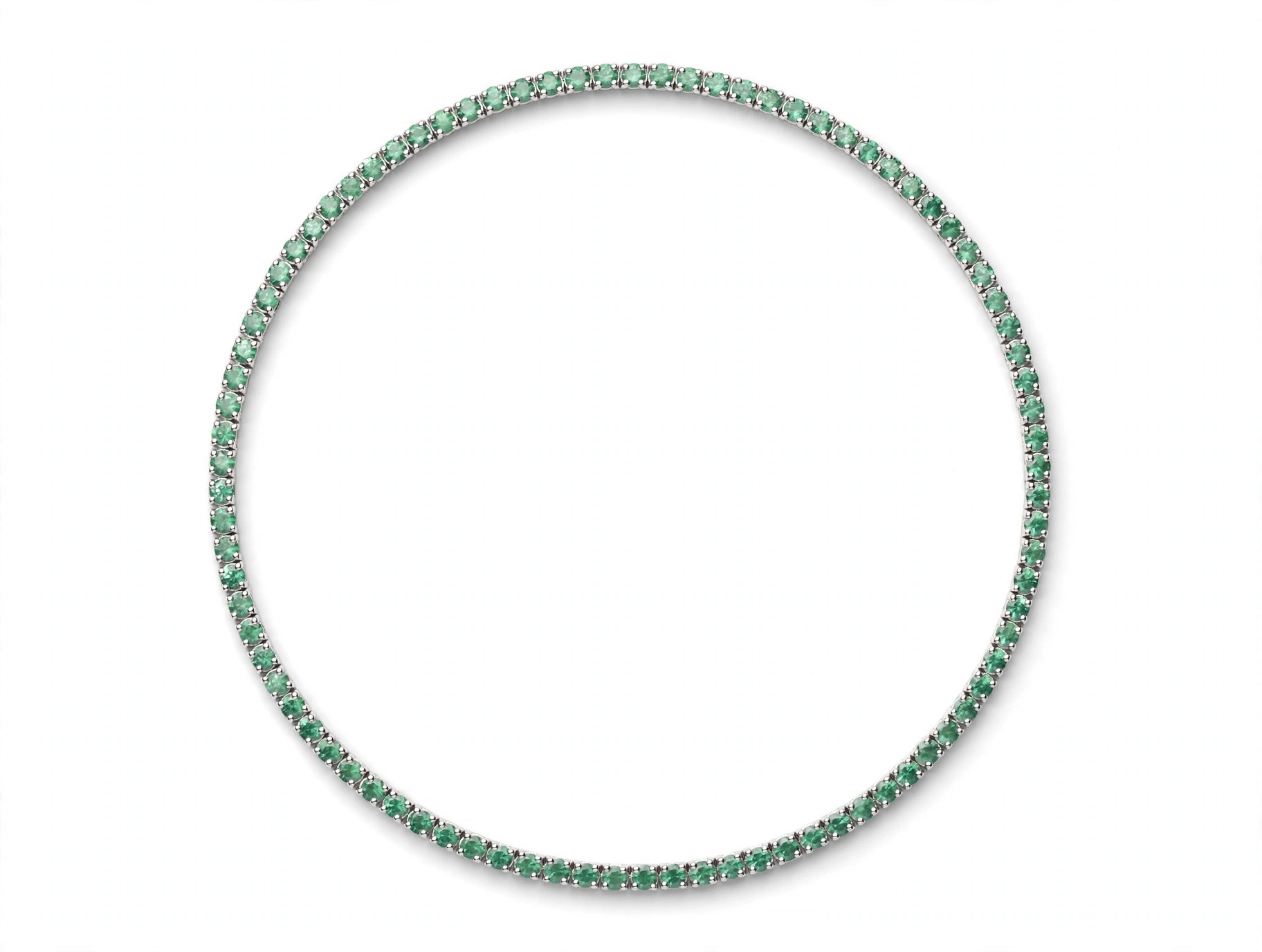 Colar Riviera em Ouro Branco 18k com Esmeralda