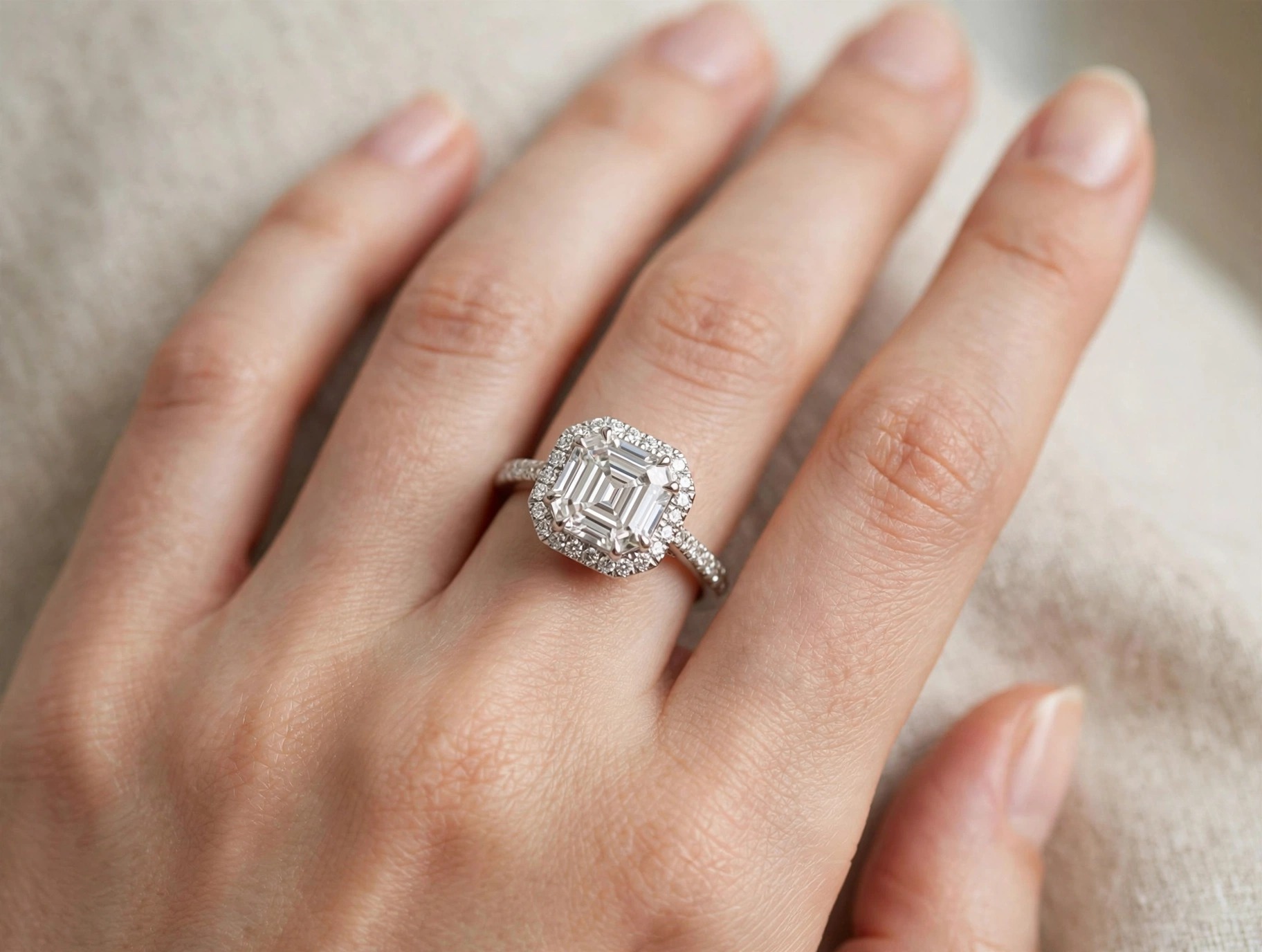 Anel em Ouro Branco 18k com Diamante — vista 2
