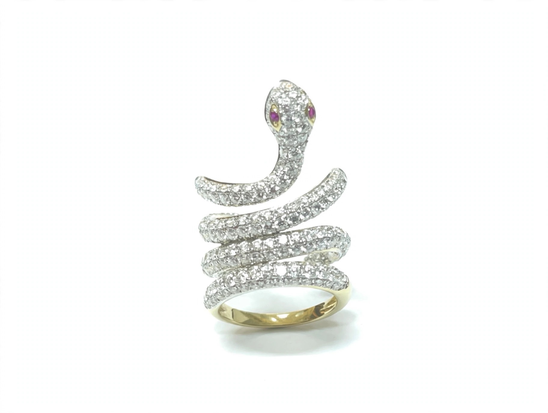 Anel em Ouro Amarelo 18k com Diamante e Rubi