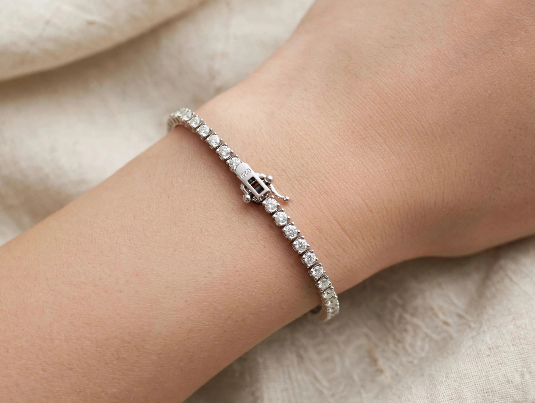 Pulseira Riviera em Ouro Branco 18k com Diamante — vista 2