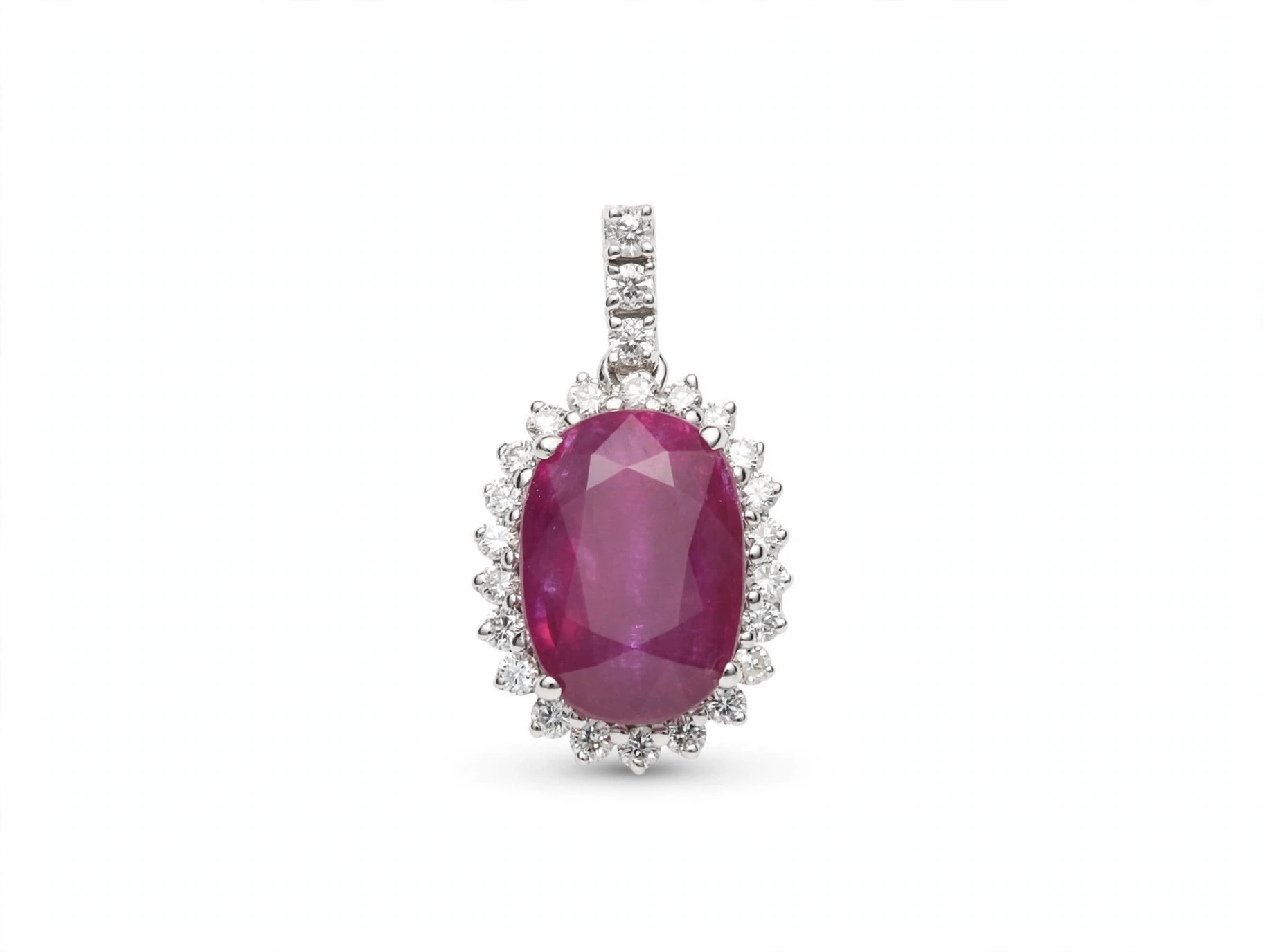 Pingente em Ouro Branco 18k com Diamante e Rubi