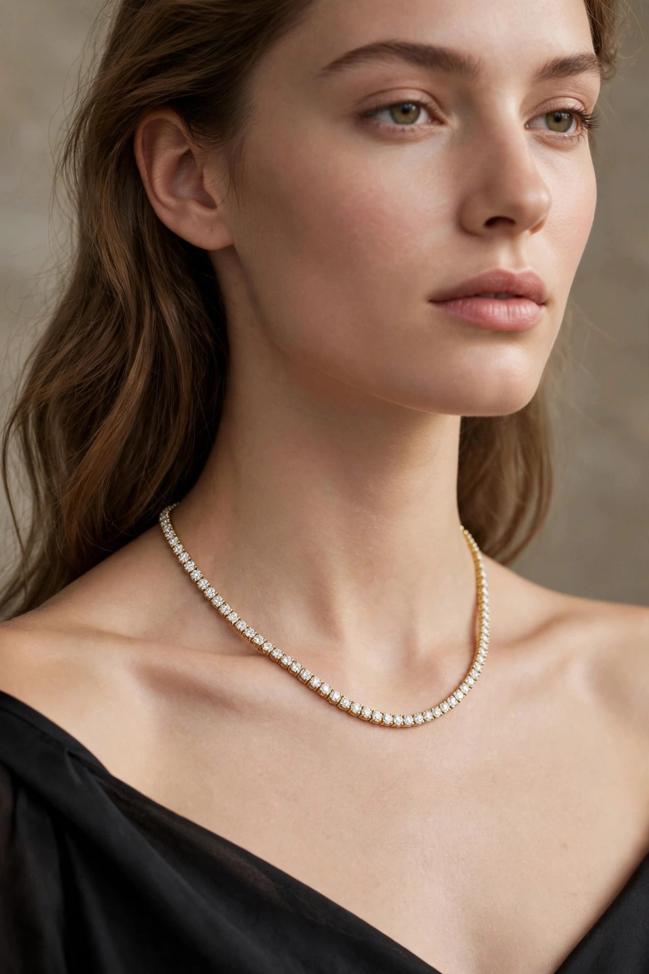 Colar Riviera em Ouro Amarelo 18k com Diamante — vista 2