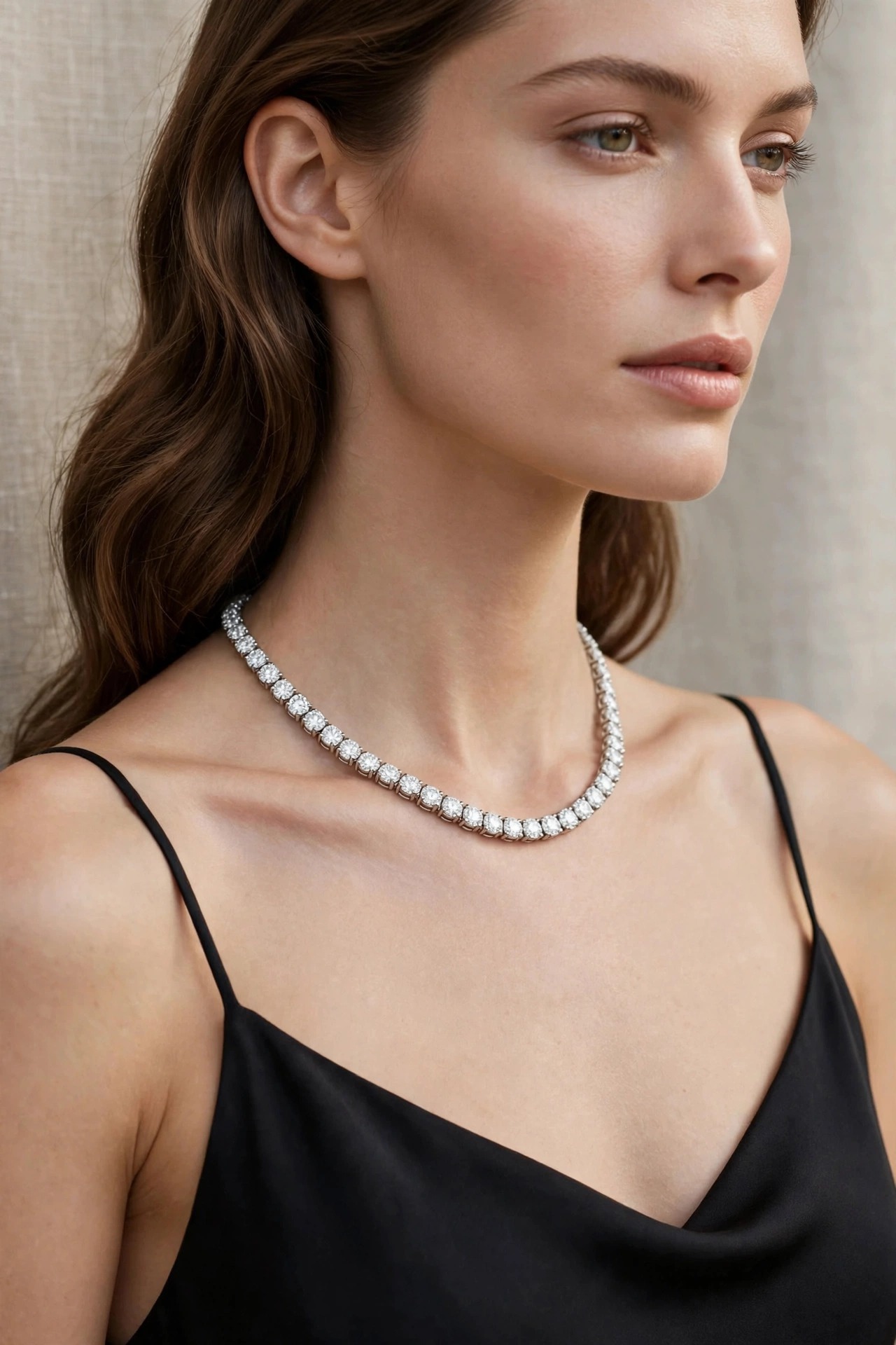 Colar Riviera em Ouro Branco 18k com Diamante — vista 2