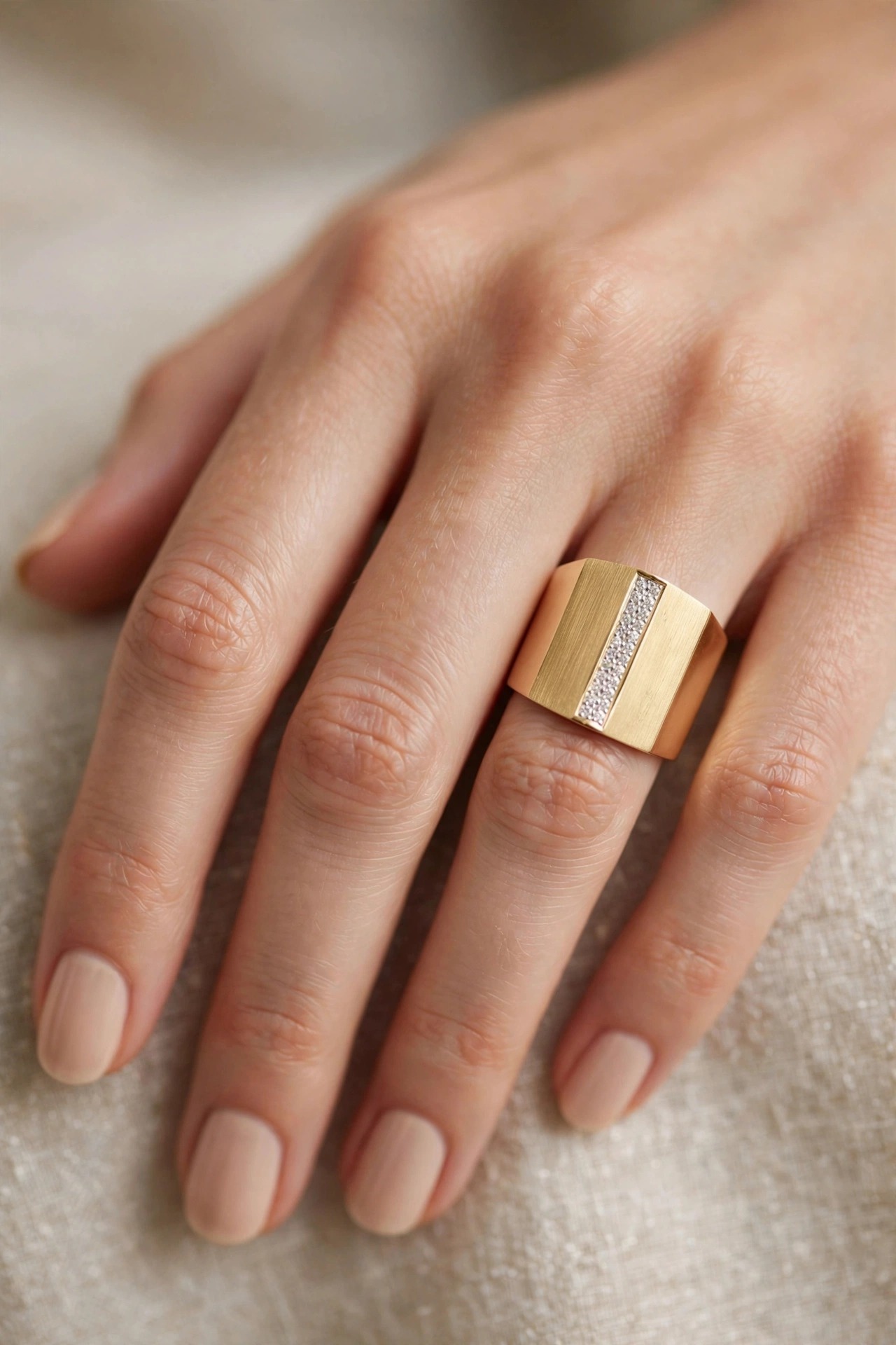Anel em Ouro Amarelo 18k com Diamante — vista 2