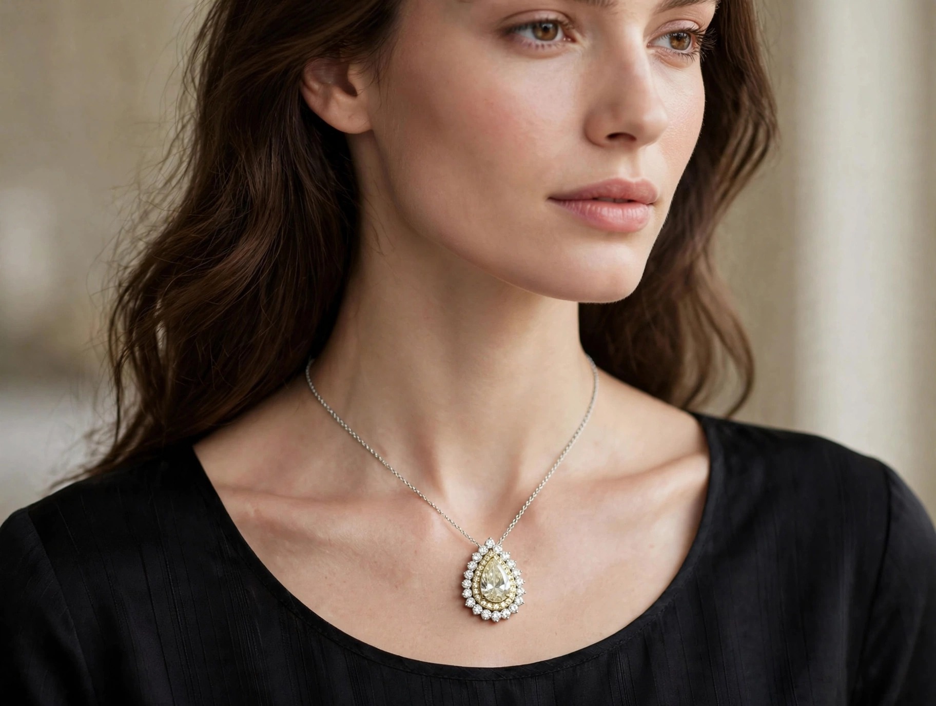 Colar em Ouro Branco 18k com Diamante — vista 2