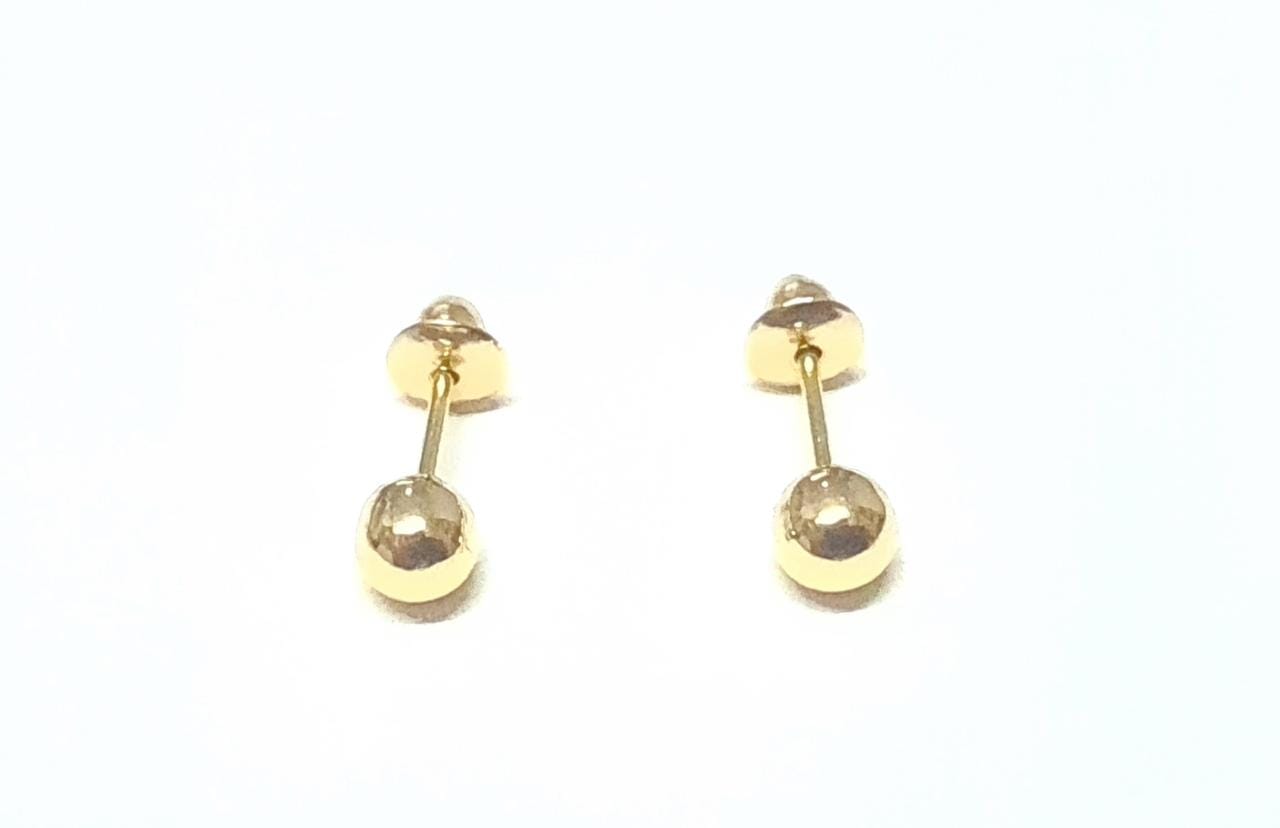 Brinco de Bebê Bolinha em Ouro Amarelo 18k 3,5 mm