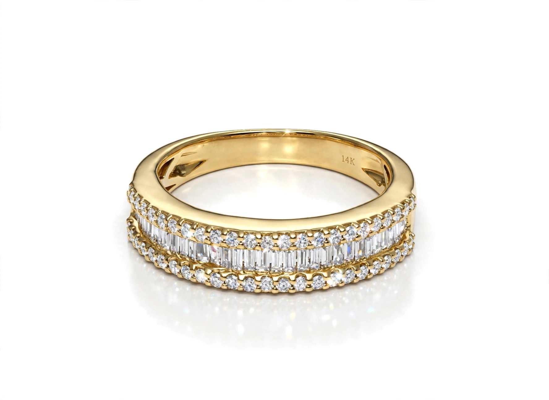 Anel 4.3 Gr Diamante Baguete + Brilhante 50 Pnts