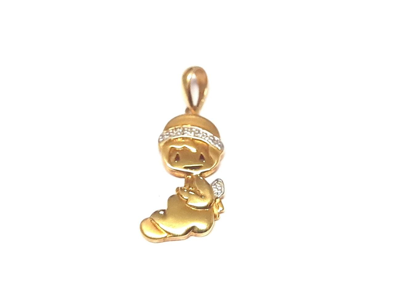 Pingente Anjo da Guarda em Ouro Amarelo 18k com Diamantes