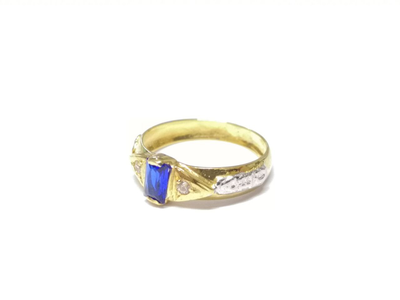 Anel Ouro Amarelo Abc Espinelio Azul e Diamantes