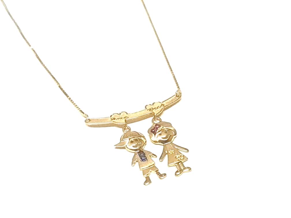 Colar Menino e Menina em Ouro Amarelo 18k