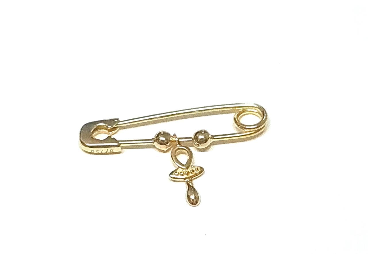 Alfinete de Bebê em Ouro Amarelo 18k com Chupeta Pequena