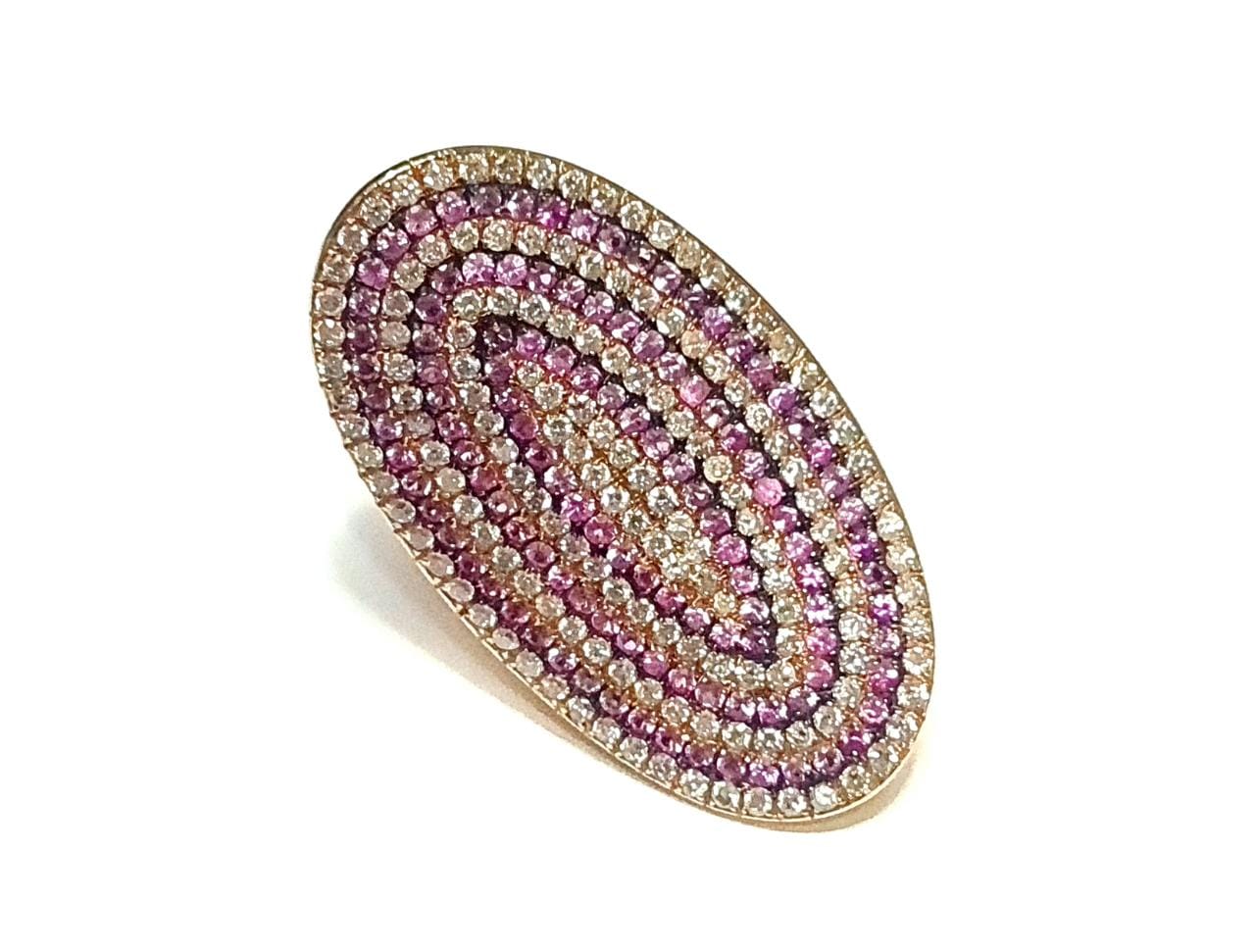 Anel em Ouro Rosé 18k com Diamante e Safira — vista 3