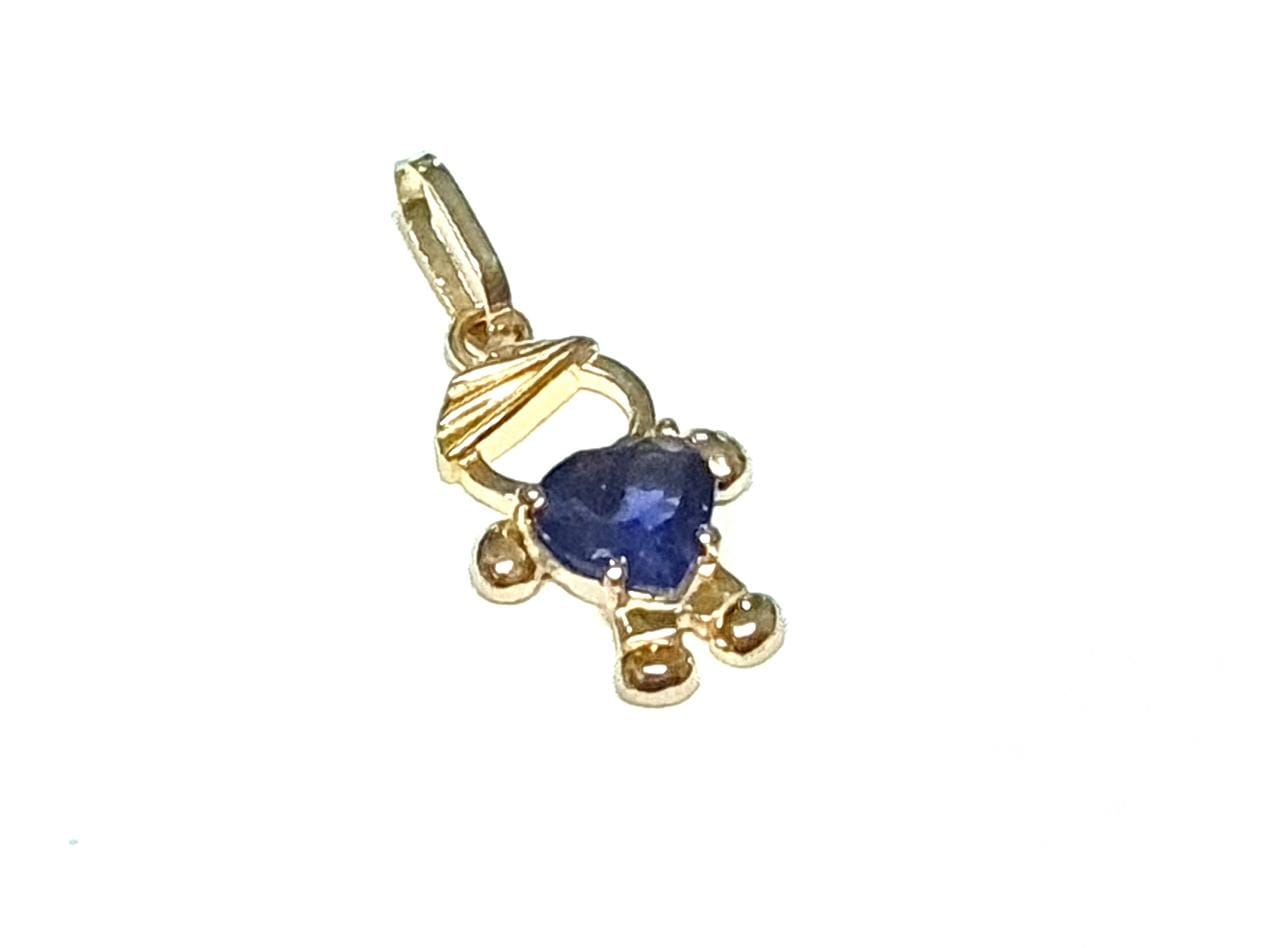 Pingente Menino em Ouro Amarelo 18k com Iolita