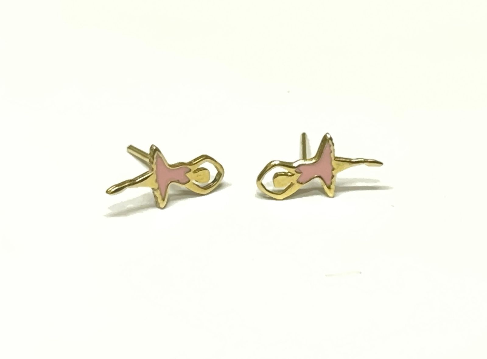 Brinco Infantil Bailarina em Ouro Amarelo 18k com Esmalte