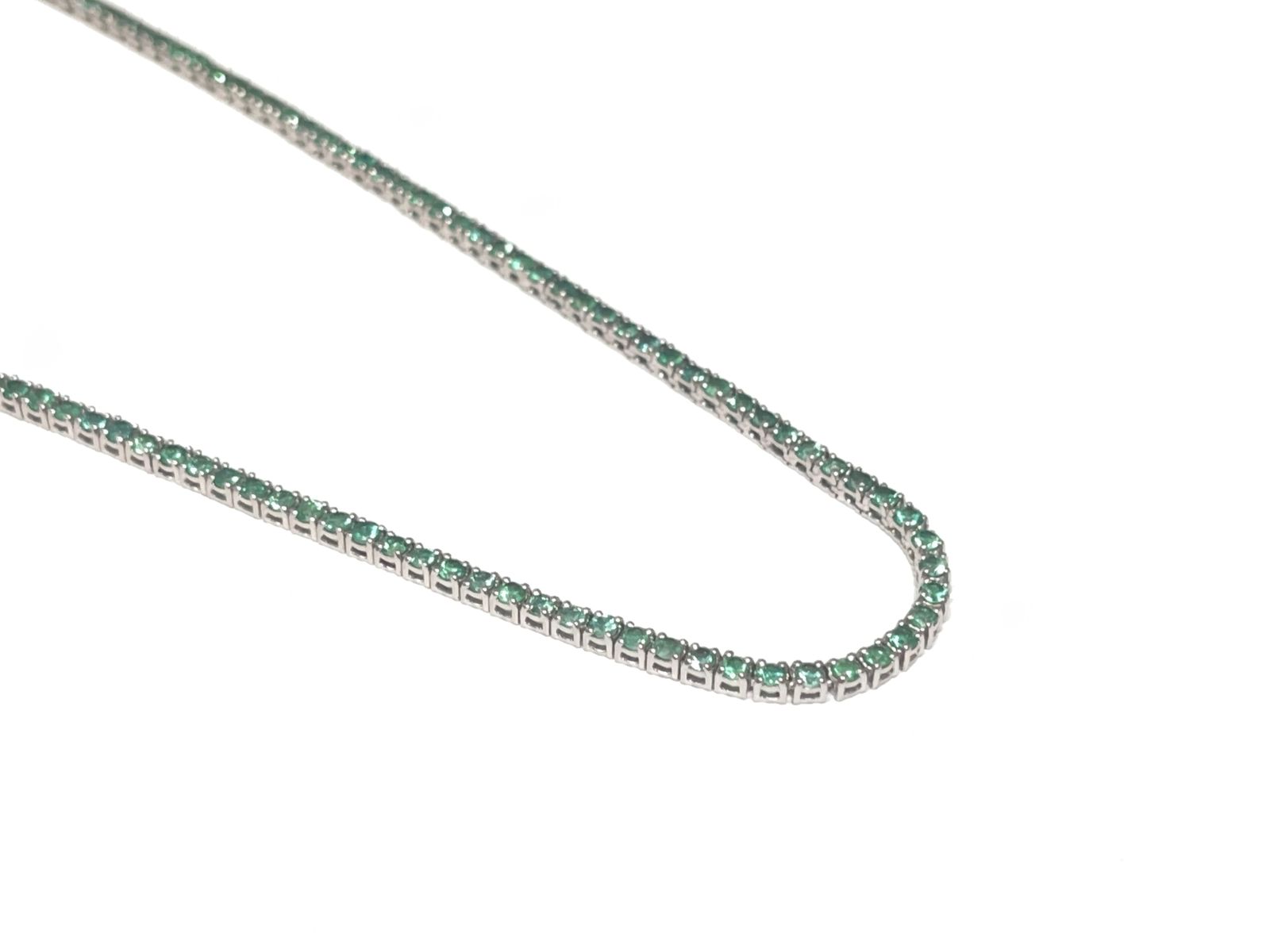 Colar Riviera em Ouro Branco 18k com Esmeralda — vista 3