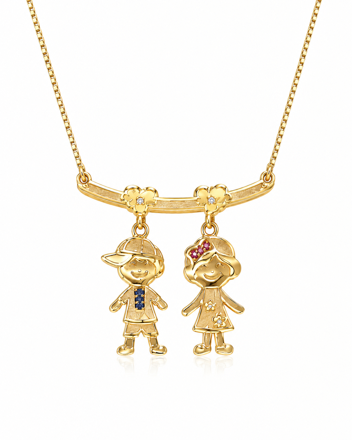 Colar Menino e Menina em Ouro Amarelo 18k
