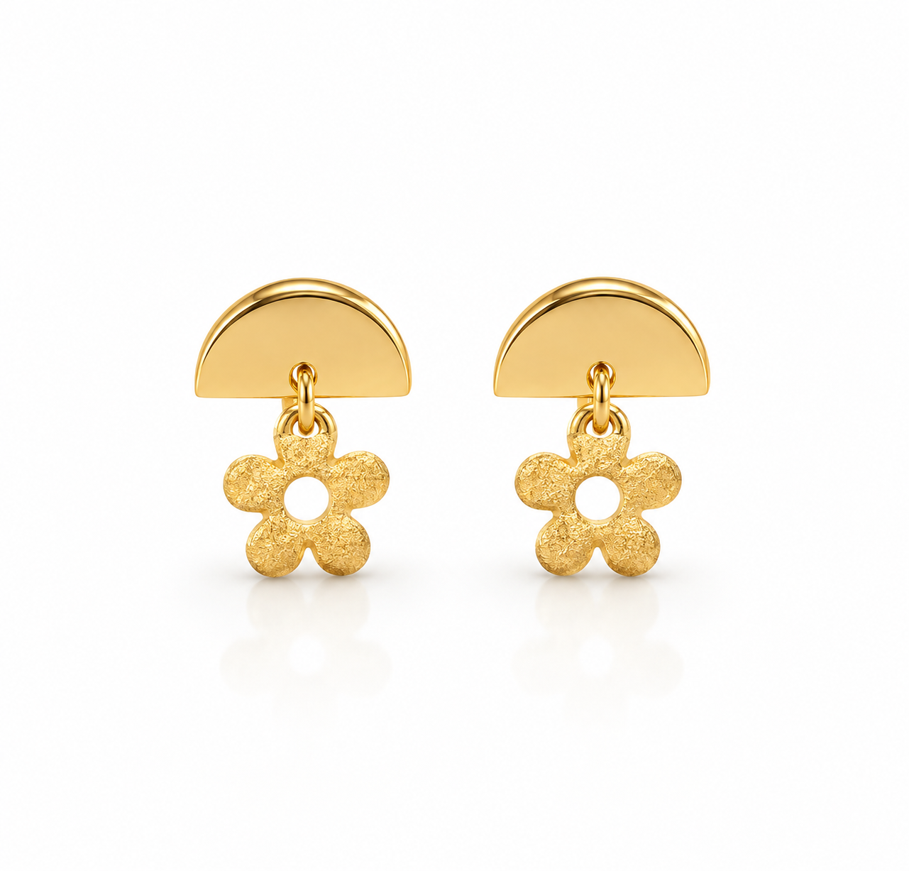Brinco Infantil Flor em Ouro Amarelo 18k
