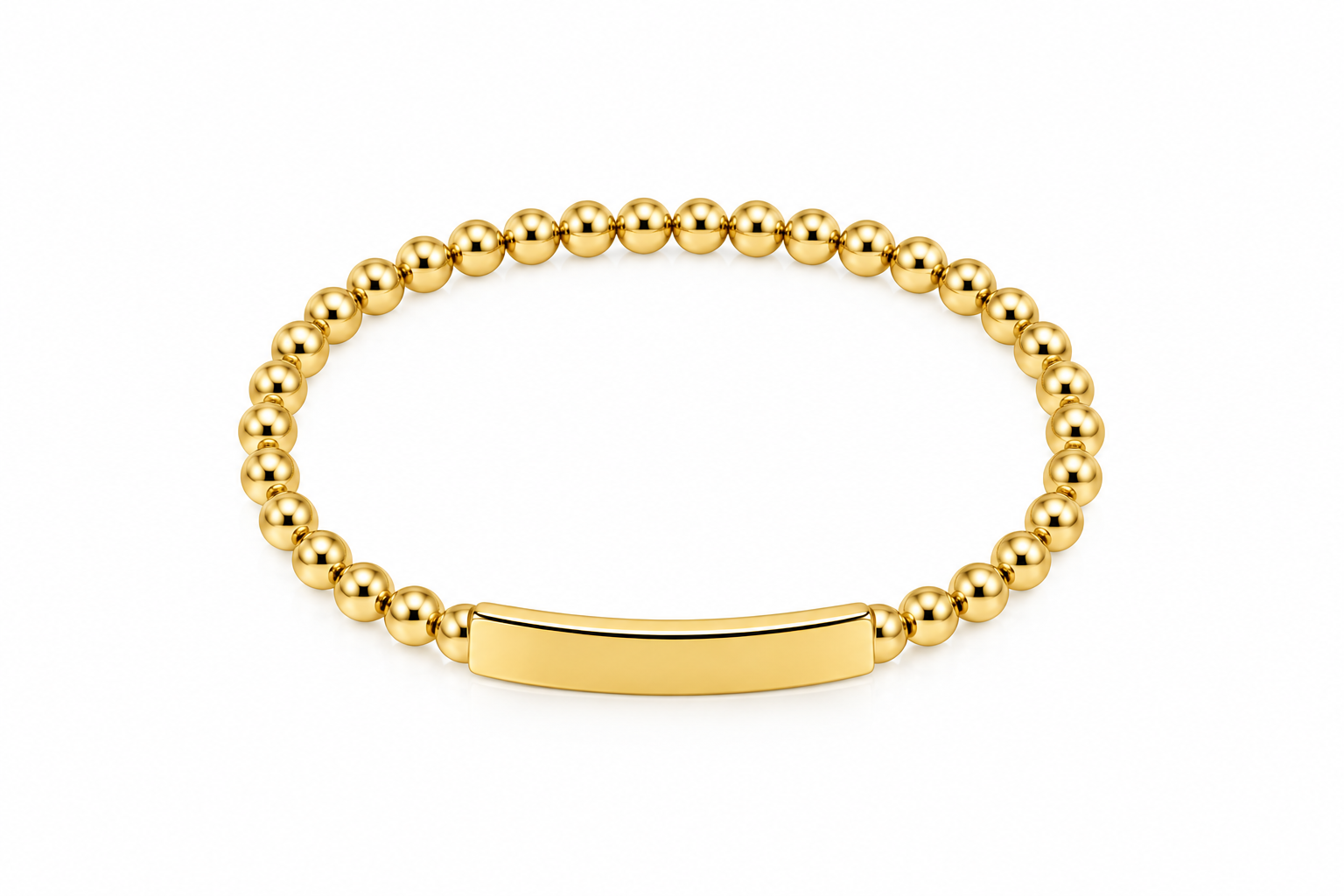 Pulseira de Bebê Caviar com Placa em Ouro Amarelo 18k — vista 2