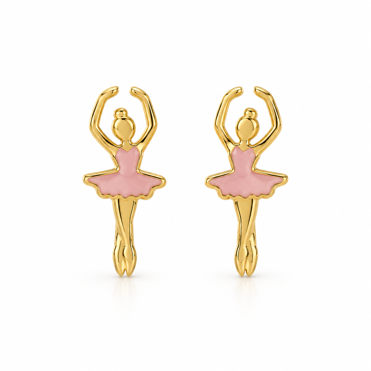 Brinco Infantil Bailarina em Ouro Amarelo 18k com Esmalte