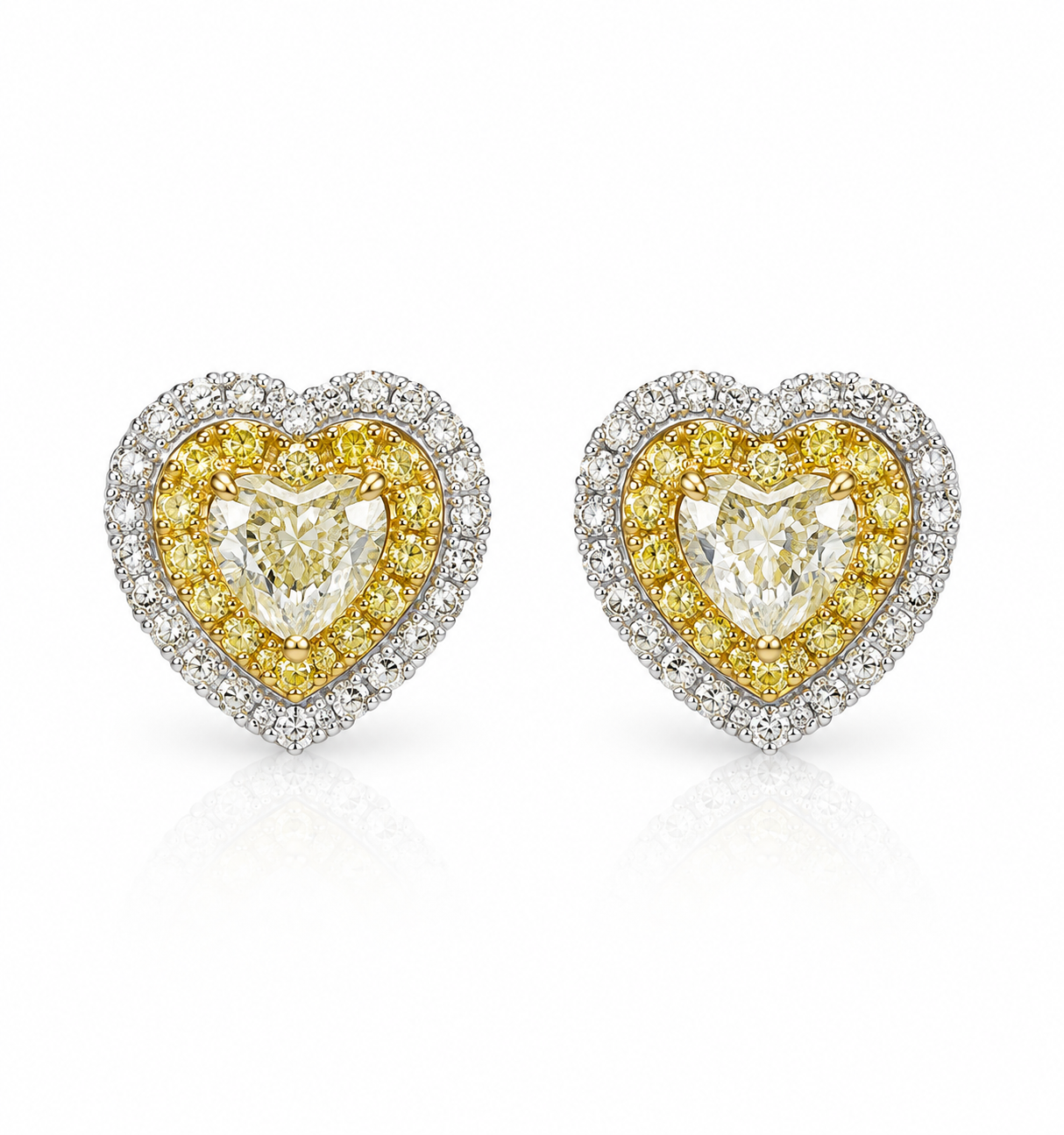 Brinco Coração em Ouro Branco 18k com Diamante