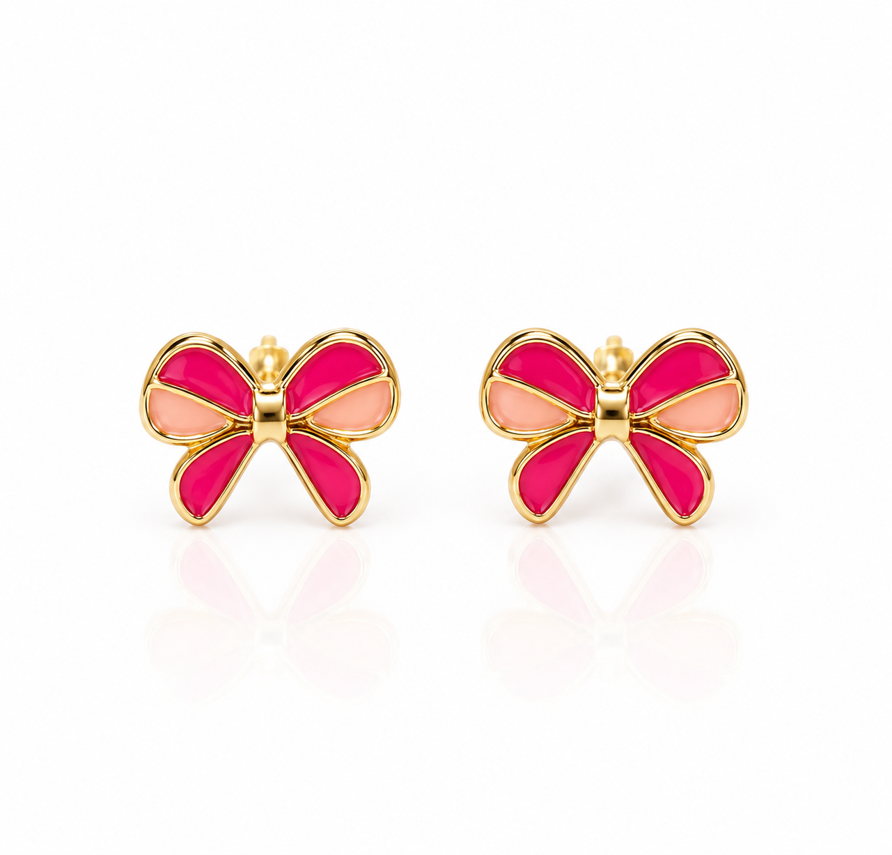 Brinco Infantil Laço em Ouro Amarelo 18k com Esmalte — vista 2
