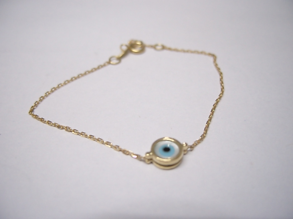 Pulseira de Bebê Olho Grego em Ouro Amarelo 18k