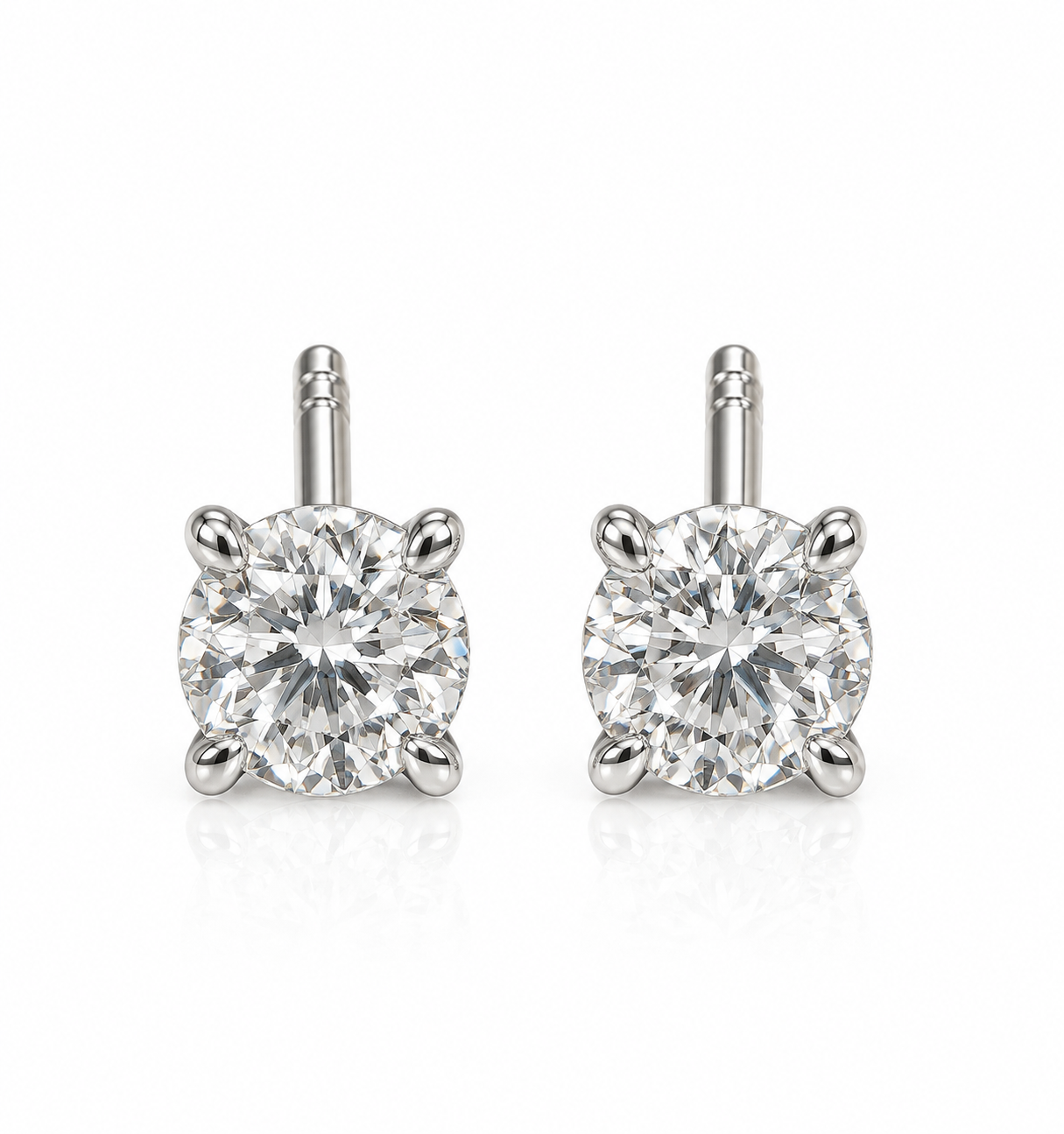Brinco Solitário em Ouro Branco 18k com Diamantes