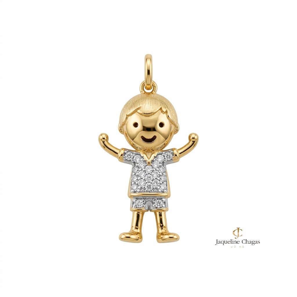 Pingente Menino em Ouro Amarelo 18k com Diamantes