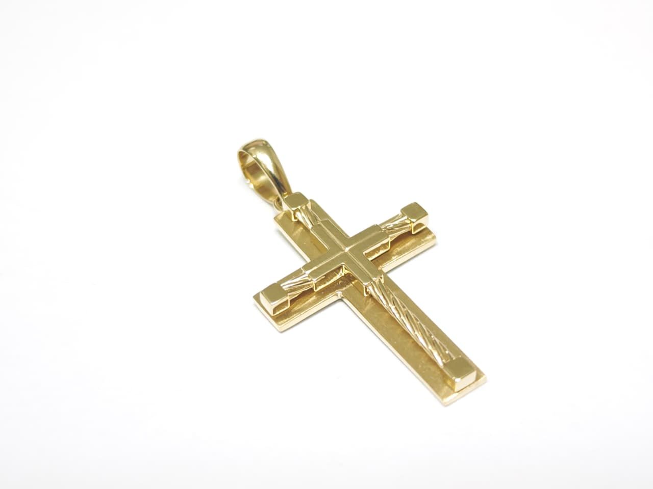 Pingente Cruz em Ouro Amarelo 18k — vista 3