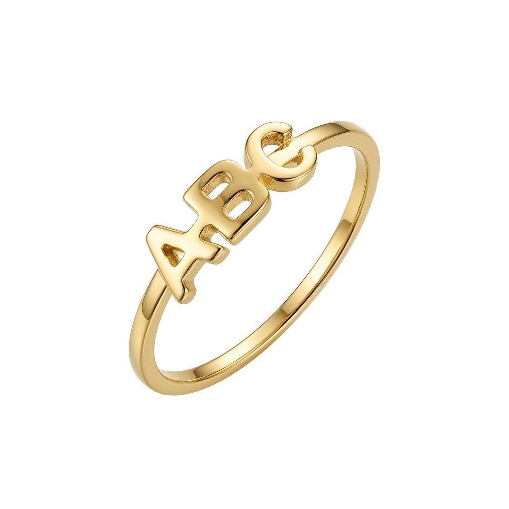 Anel ABC Letras em Ouro Amarelo 18k