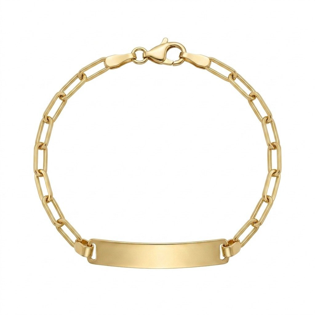 Pulseira Infantil de Placa Veneziana em Ouro Amarelo 18k 13 cm