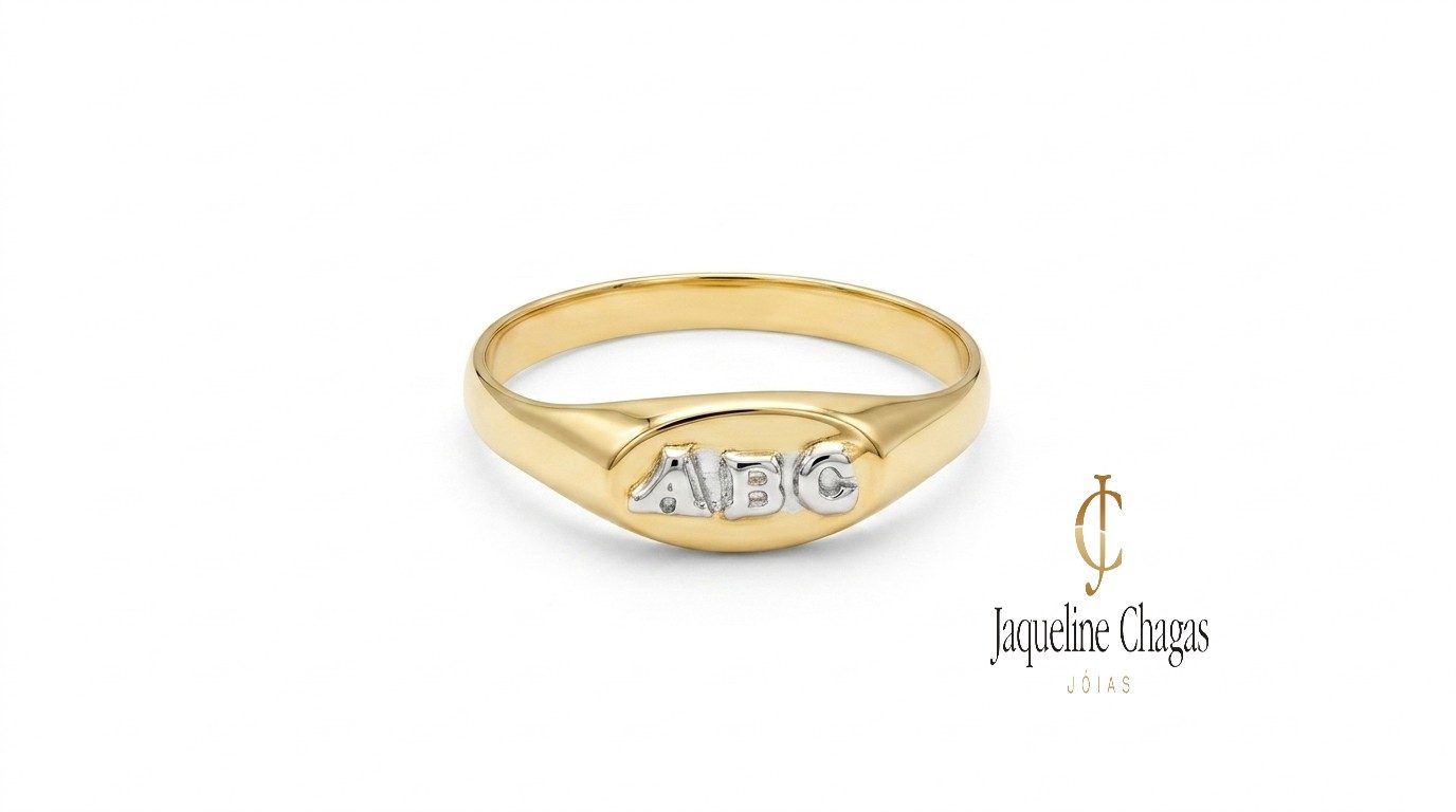 Anel ABC Delicado em Ouro Amarelo 18k