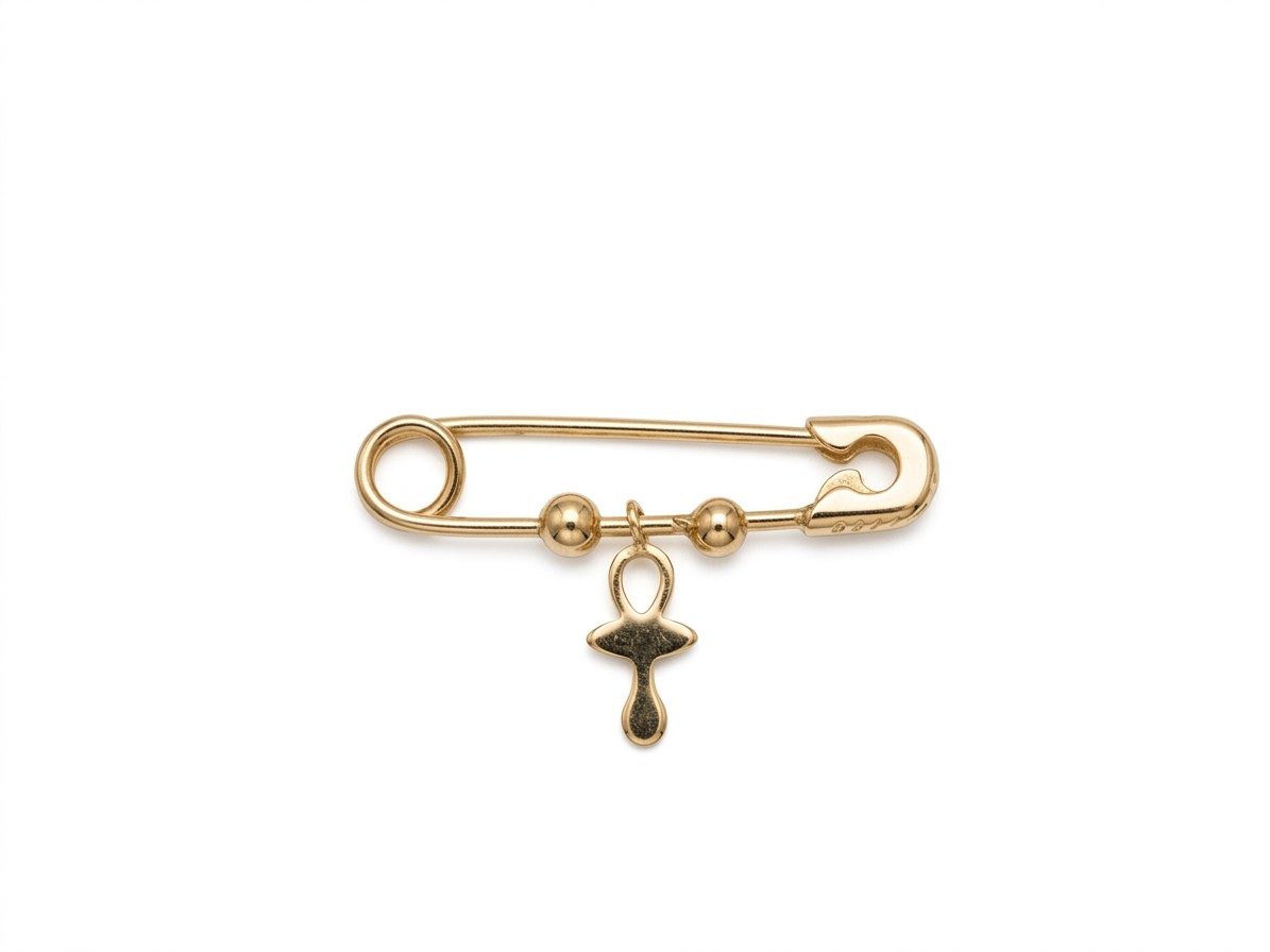 Alfinete de Bebê em Ouro Amarelo 18k com Chupeta