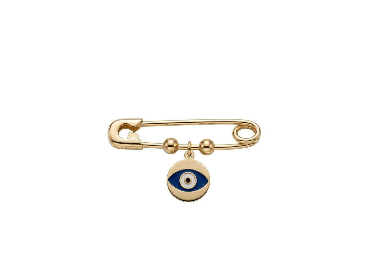 Alfinete de Bebê em Ouro Amarelo 18k com Olho Grego