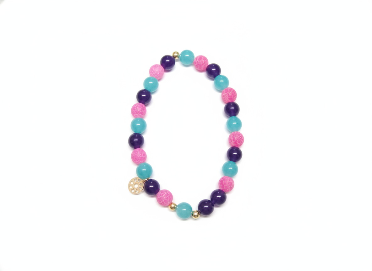 Pulseira Pedras Colecao Verao com Esfera Ouro 18k 4 Mm + Sol R$ 280